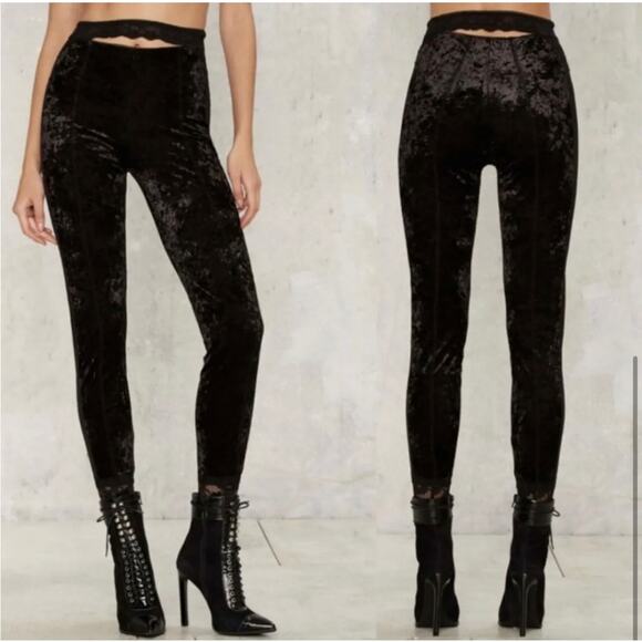 We are HAH I can xxxplain Pants Legging Velvet Lace Black Hi Waist Size XS - NWT - Picture 12 of 12